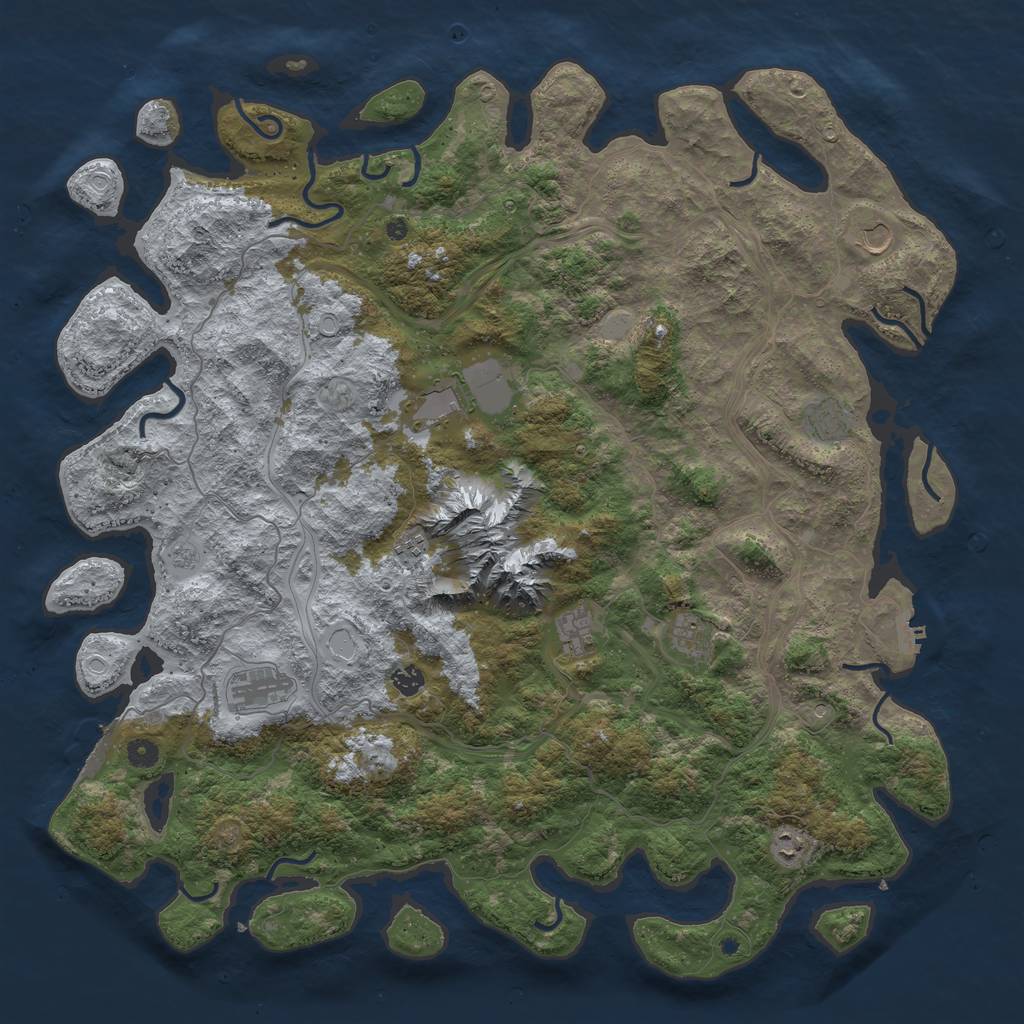 Rust Map: Procedural Map, Size: 5000, Seed: 225492, 18 Monuments