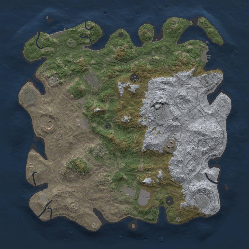 Rust Map: Procedural Map, Size: 4250, Seed: 1040920899, 20 Monuments