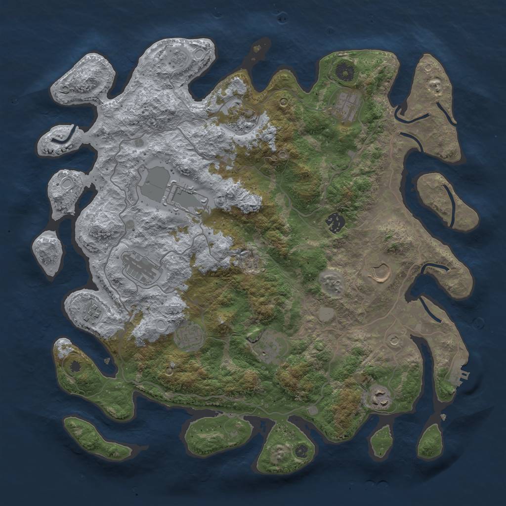 Rust Map: Procedural Map, Size: 4000, Seed: 406529131, 18 Monuments
