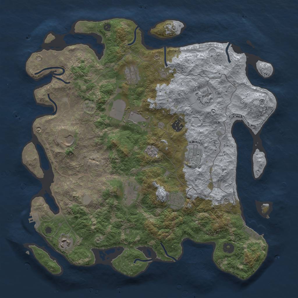 Rust Map: Procedural Map, Size: 4000, Seed: 1829227203, 19 Monuments