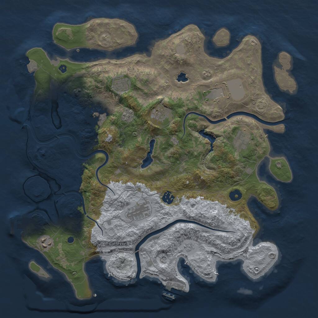Rust Map: Procedural Map, Size: 4000, Seed: 5566, 15 Monuments