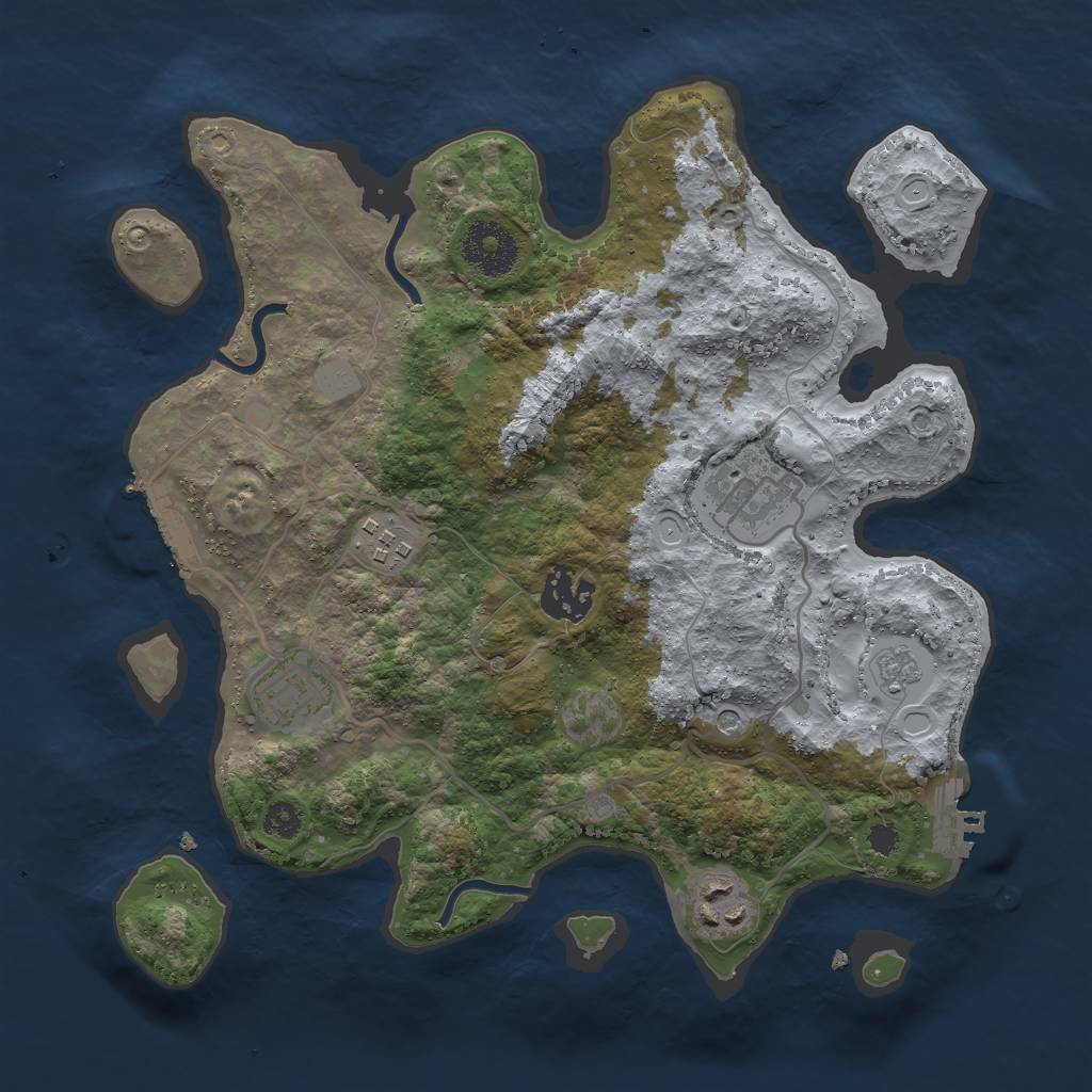 Rust Map: Procedural Map, Size: 3000, Seed: 520036468, 14 Monuments