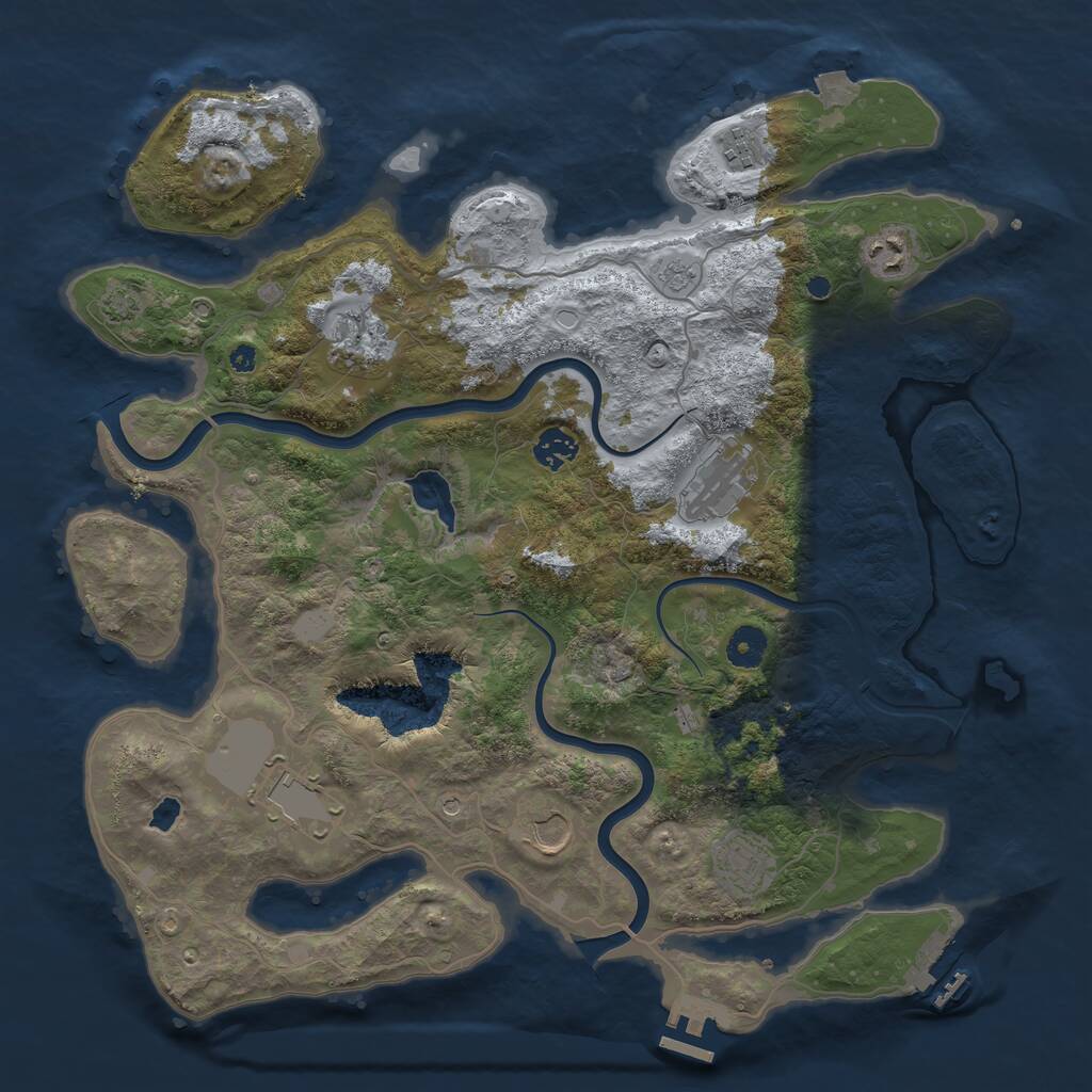 Rust Map: Procedural Map, Size: 4000, Seed: 1177256565, 14 Monuments