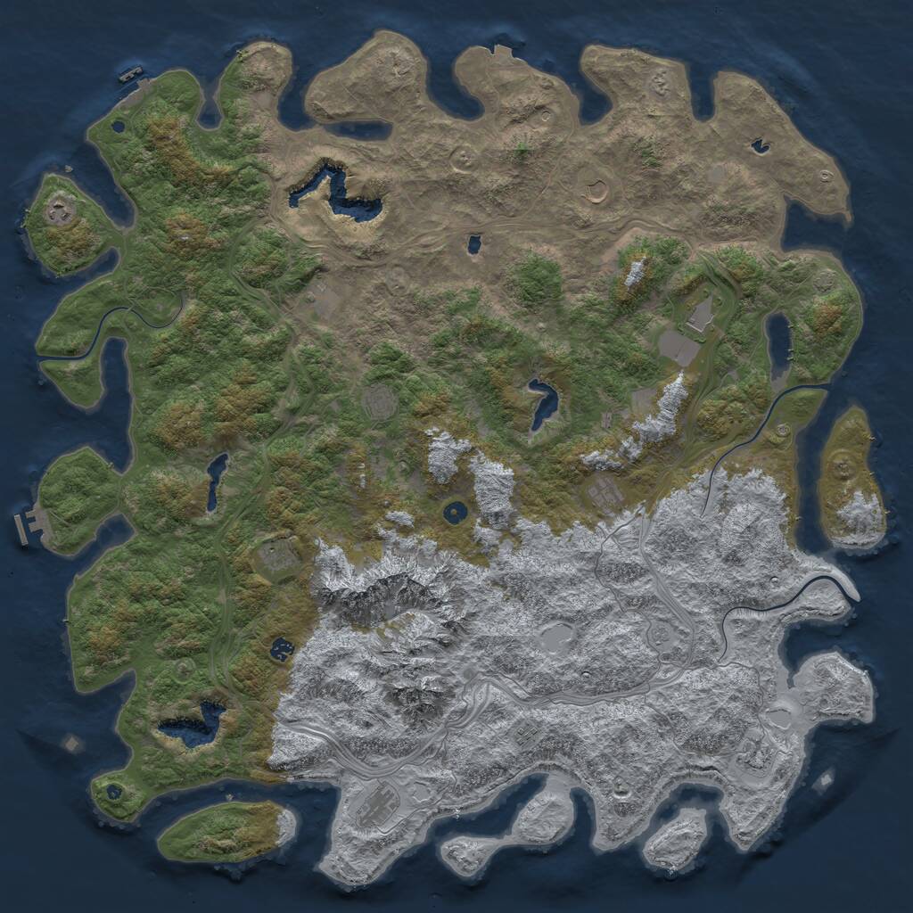 Rust Map: Procedural Map, Size: 6000, Seed: 824826561, 17 Monuments