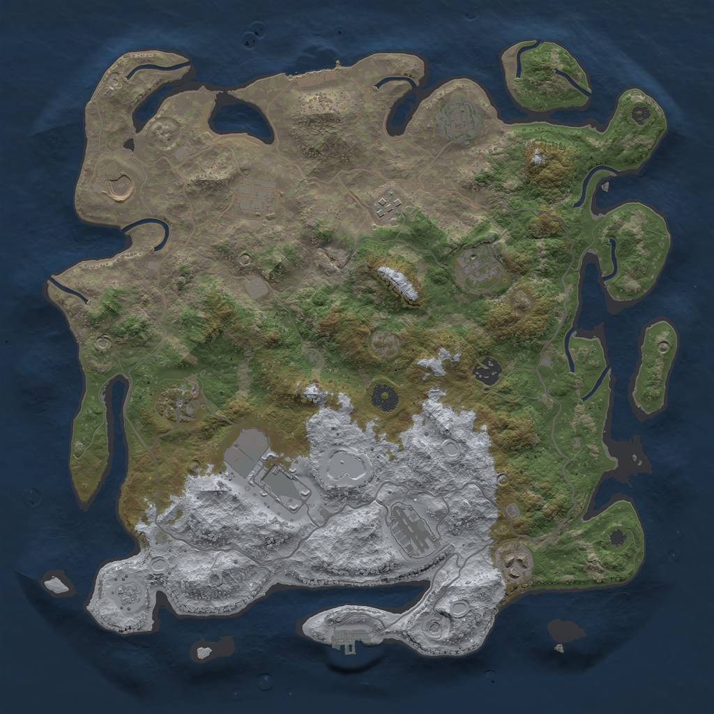 Rust Map: Procedural Map, Size: 4000, Seed: 564603234, 19 Monuments