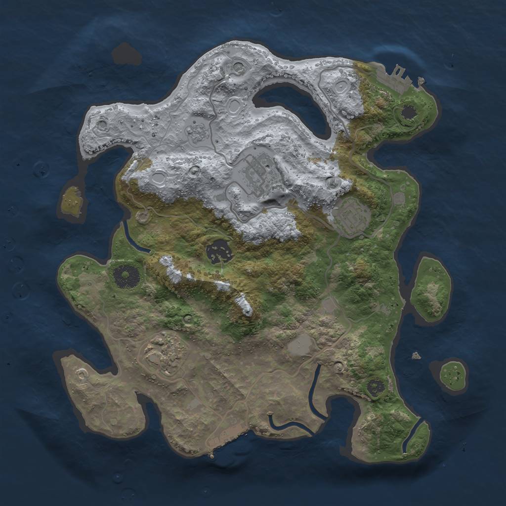 Rust Map: Procedural Map, Size: 3000, Seed: 64873116, 13 Monuments