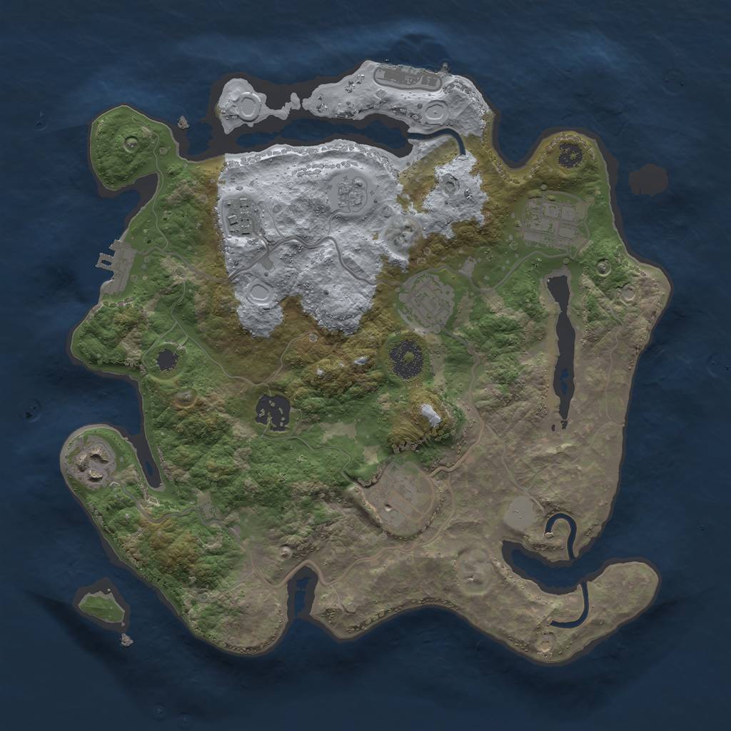 Rust Map: Procedural Map, Size: 3000, Seed: 77825, 14 Monuments