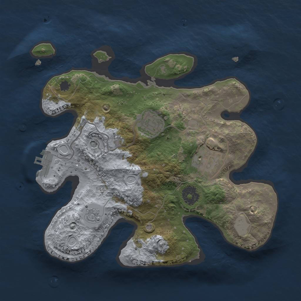 Rust Map: Procedural Map, Size: 2500, Seed: 692077, 10 Monuments