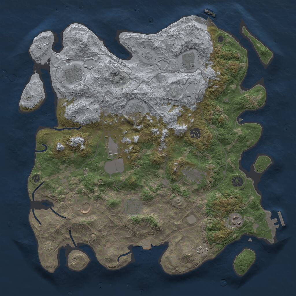 Rust Map: Procedural Map, Size: 4000, Seed: 190705, 16 Monuments