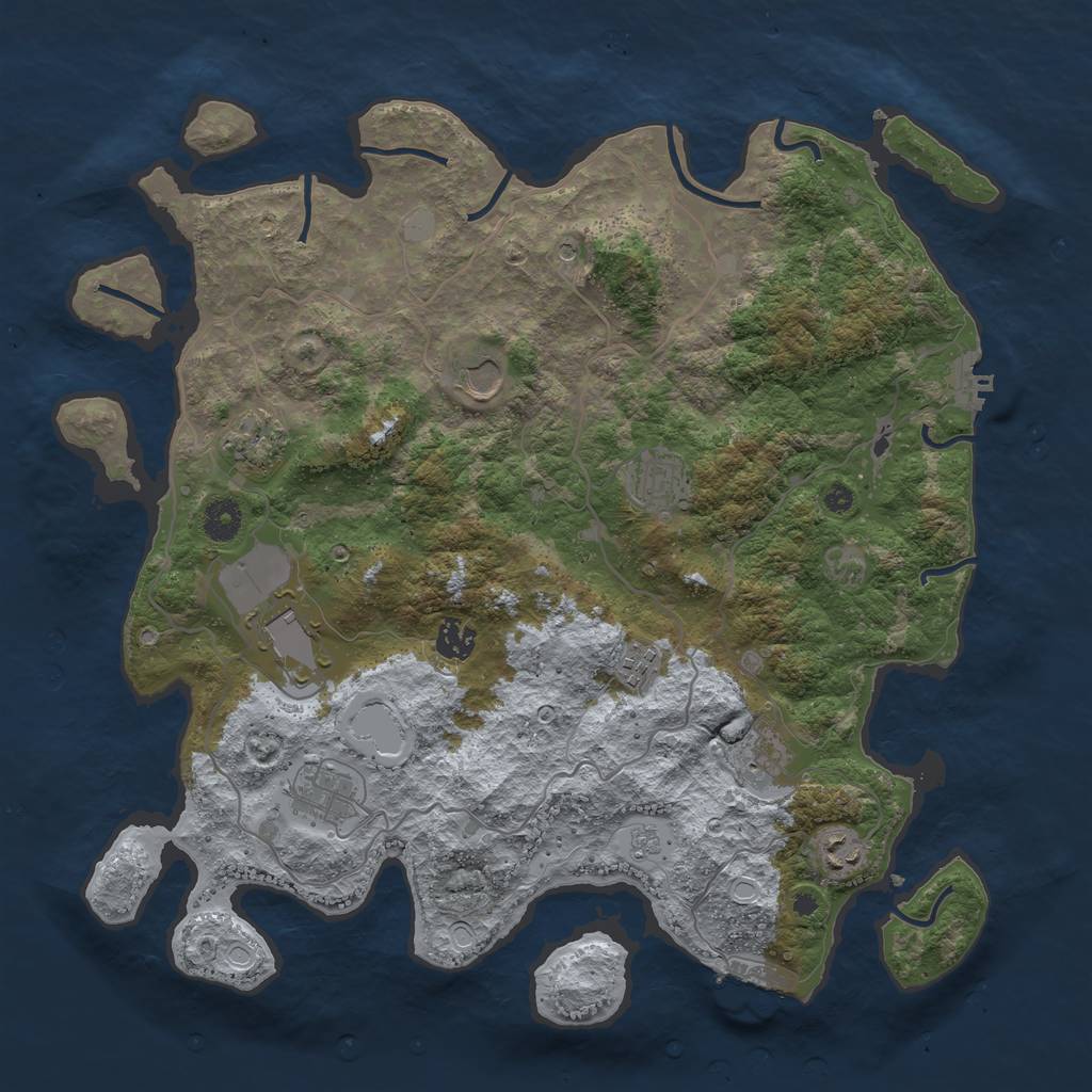 Rust Map: Procedural Map, Size: 4000, Seed: 68340, 16 Monuments