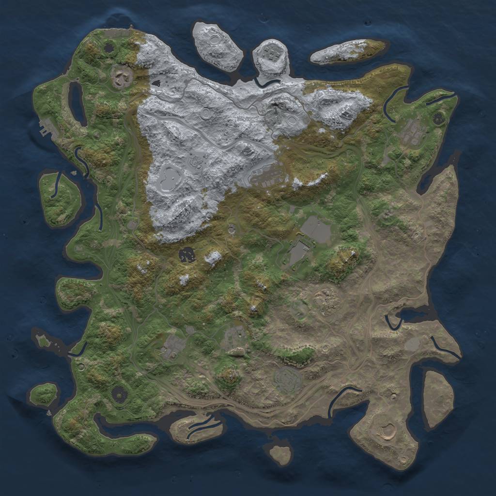 Rust Map: Procedural Map, Size: 4500, Seed: 280198020, 20 Monuments