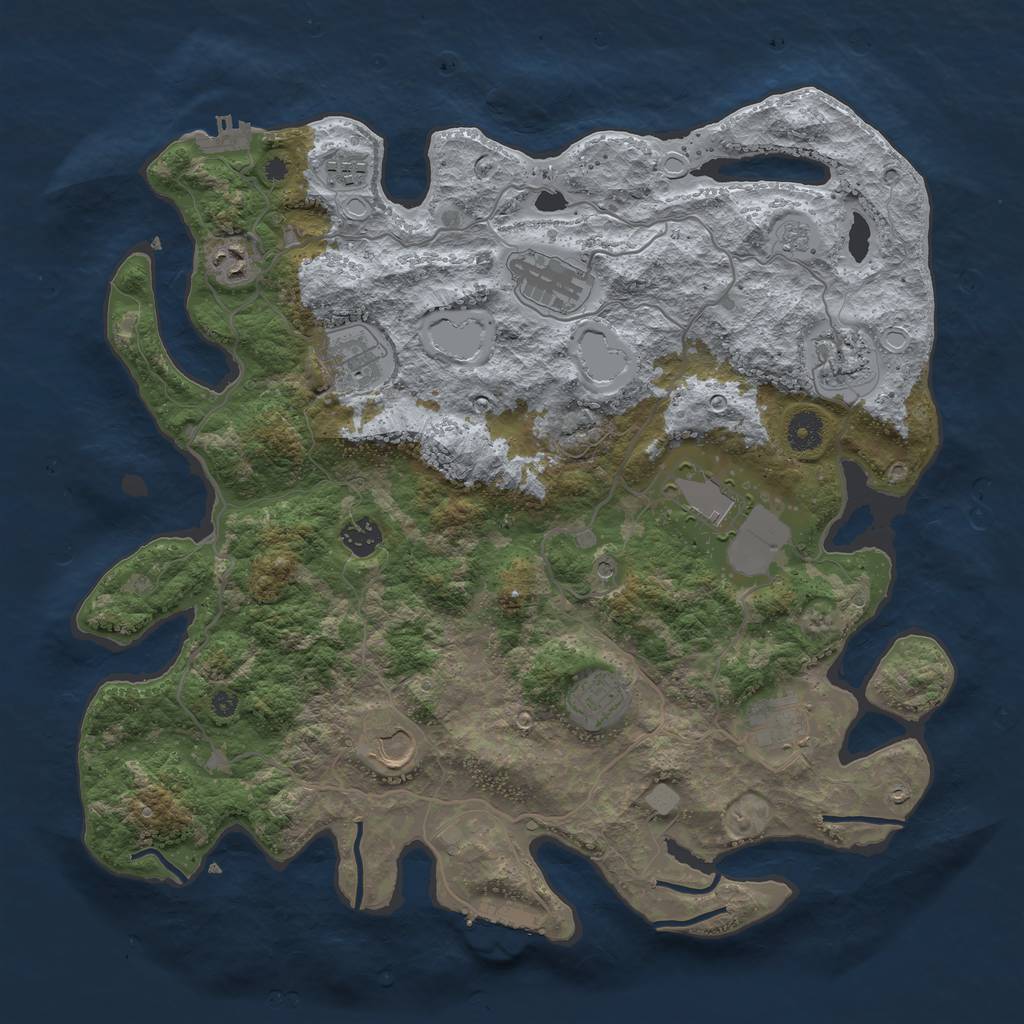 Rust Map: Procedural Map, Size: 4000, Seed: 5242323, 19 Monuments