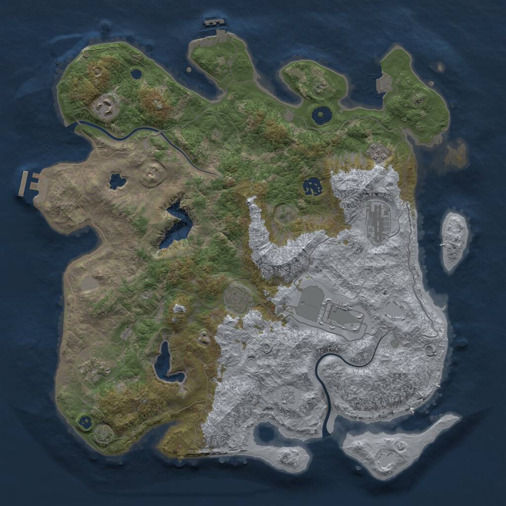 Rust Map: Procedural Map, Size: 4000, Seed: 408427, 13 Monuments