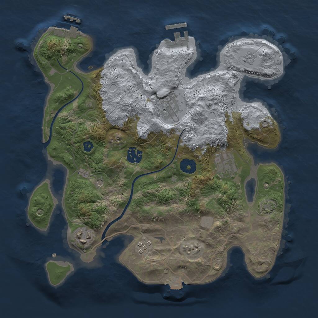 Rust Map: Procedural Map, Size: 3000, Seed: 92914, 11 Monuments