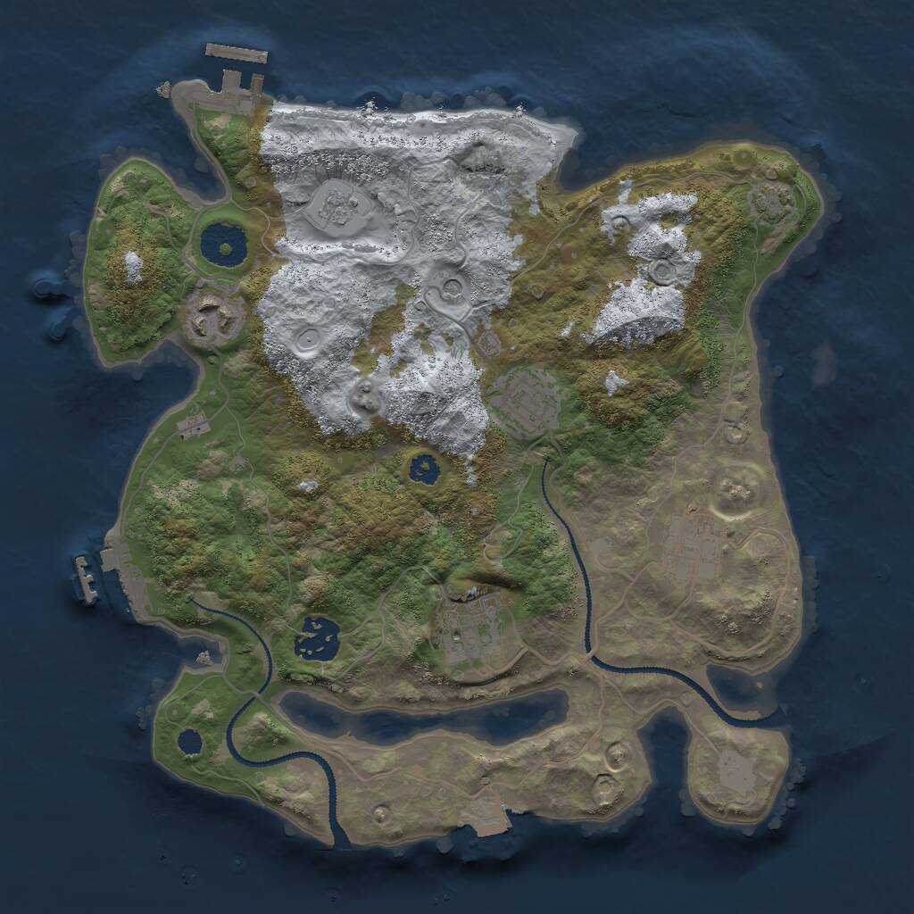 Rust Map: Procedural Map, Size: 3000, Seed: 45001, 11 Monuments