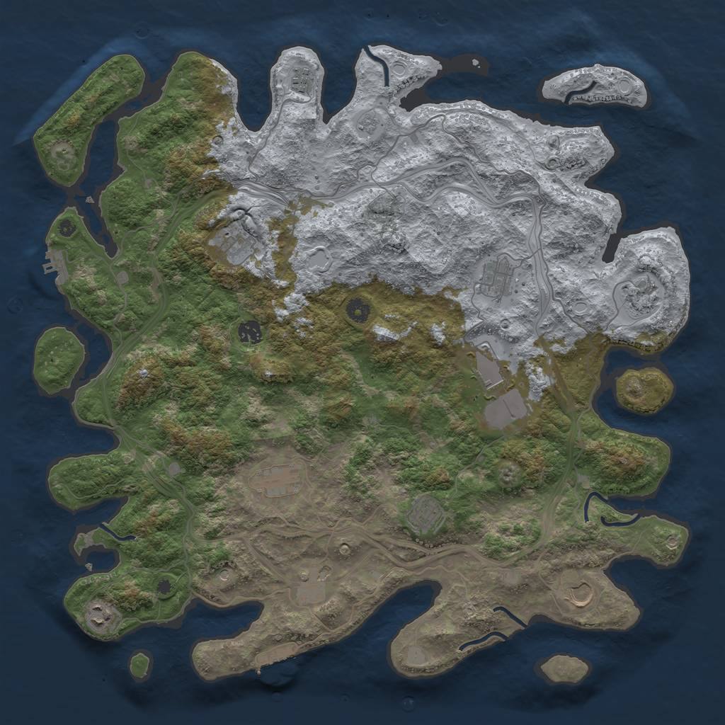 Rust Map: Procedural Map, Size: 4500, Seed: 1298784739, 20 Monuments