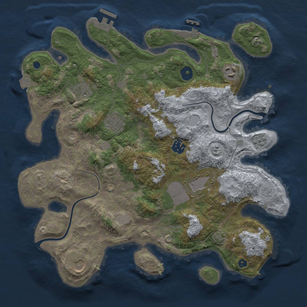 Rust Map: Procedural Map, Size: 3500, Seed: 1615215256, 13 Monuments