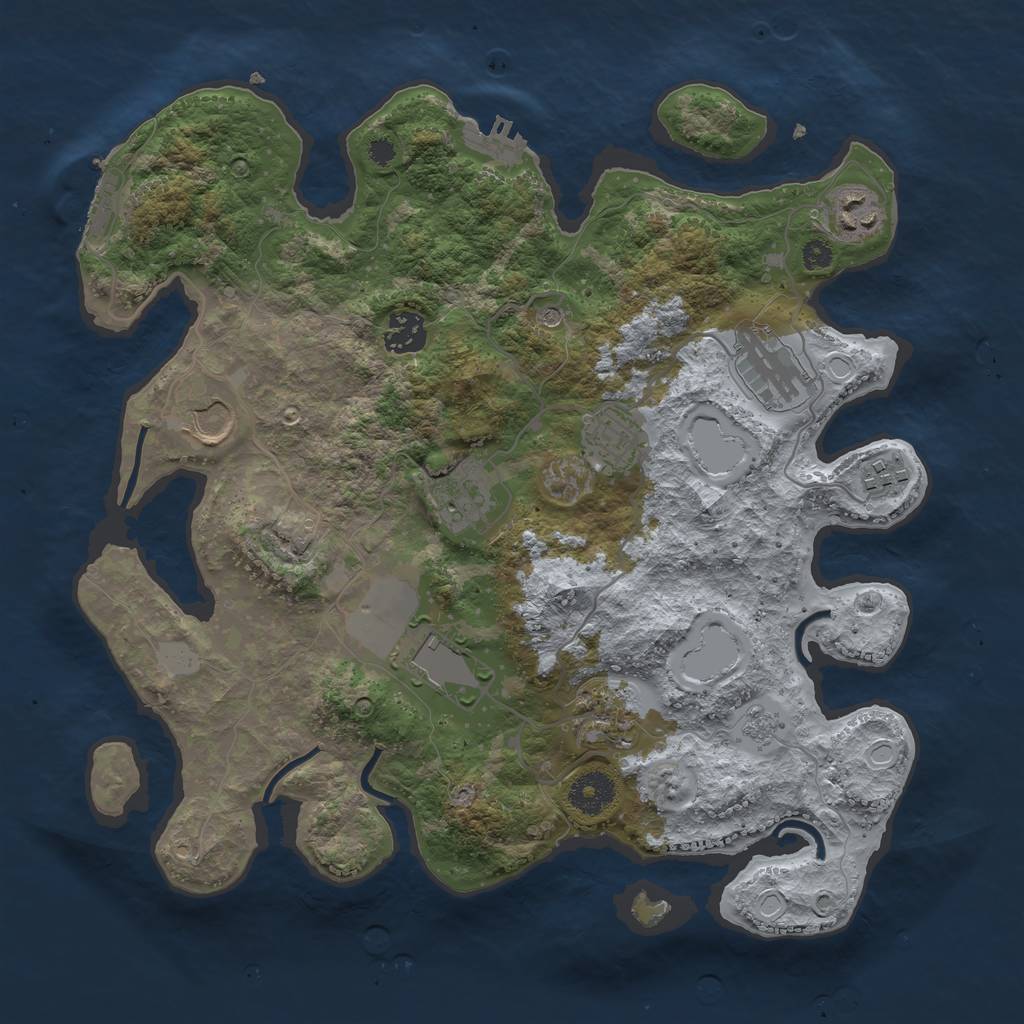 Rust Map: Procedural Map, Size: 3500, Seed: 619862708, 18 Monuments