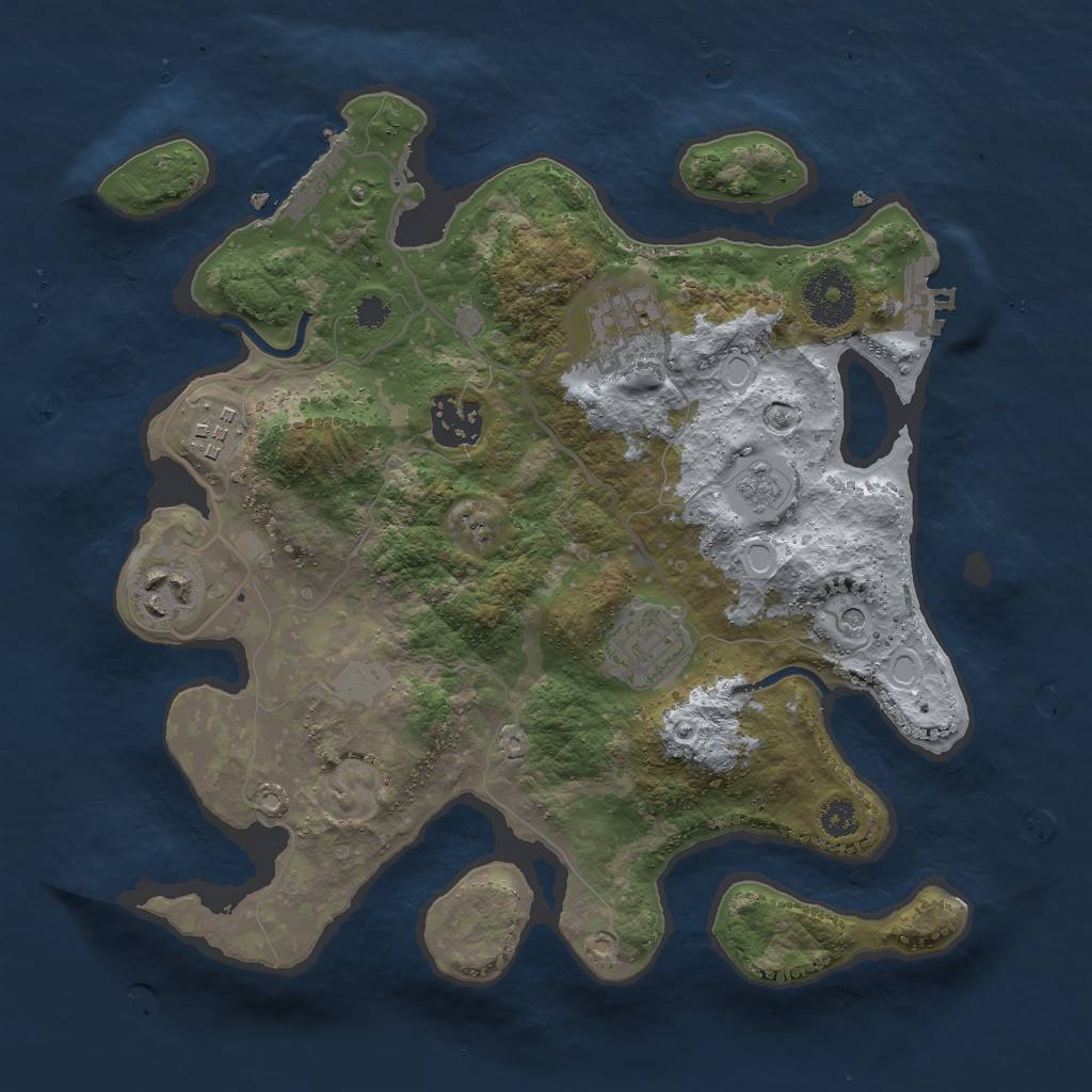 Rust Map: Procedural Map, Size: 3000, Seed: 5745, 14 Monuments