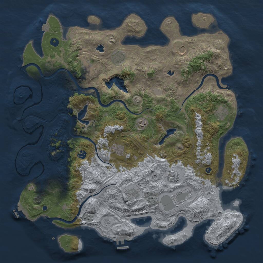 Rust Map: Procedural Map, Size: 4500, Seed: 938957463, 17 Monuments