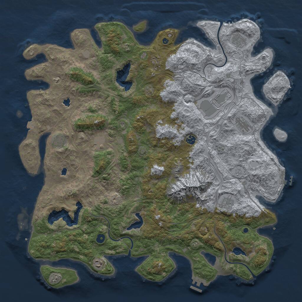 Rust Map: Procedural Map, Size: 5000, Seed: 96767, 16 Monuments