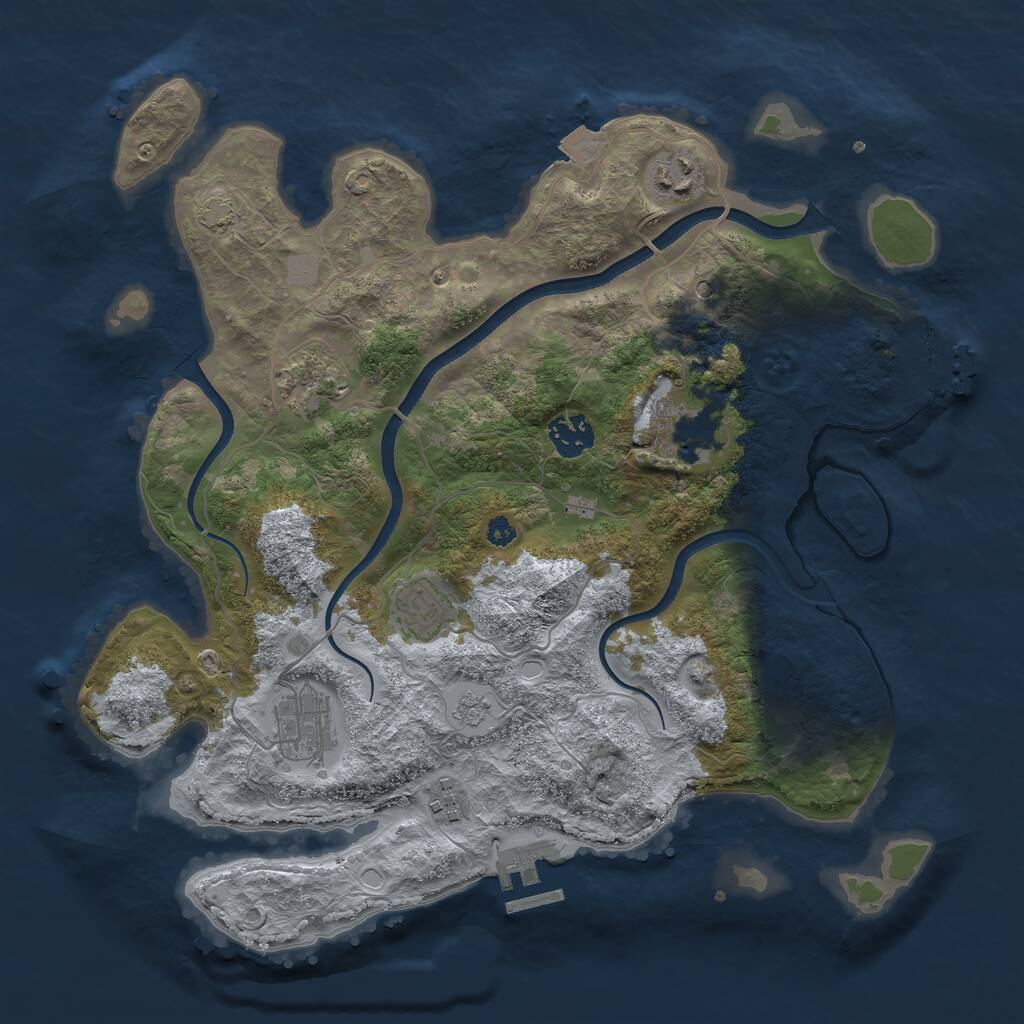 Rust Map: Procedural Map, Size: 3500, Seed: 1345787008, 13 Monuments
