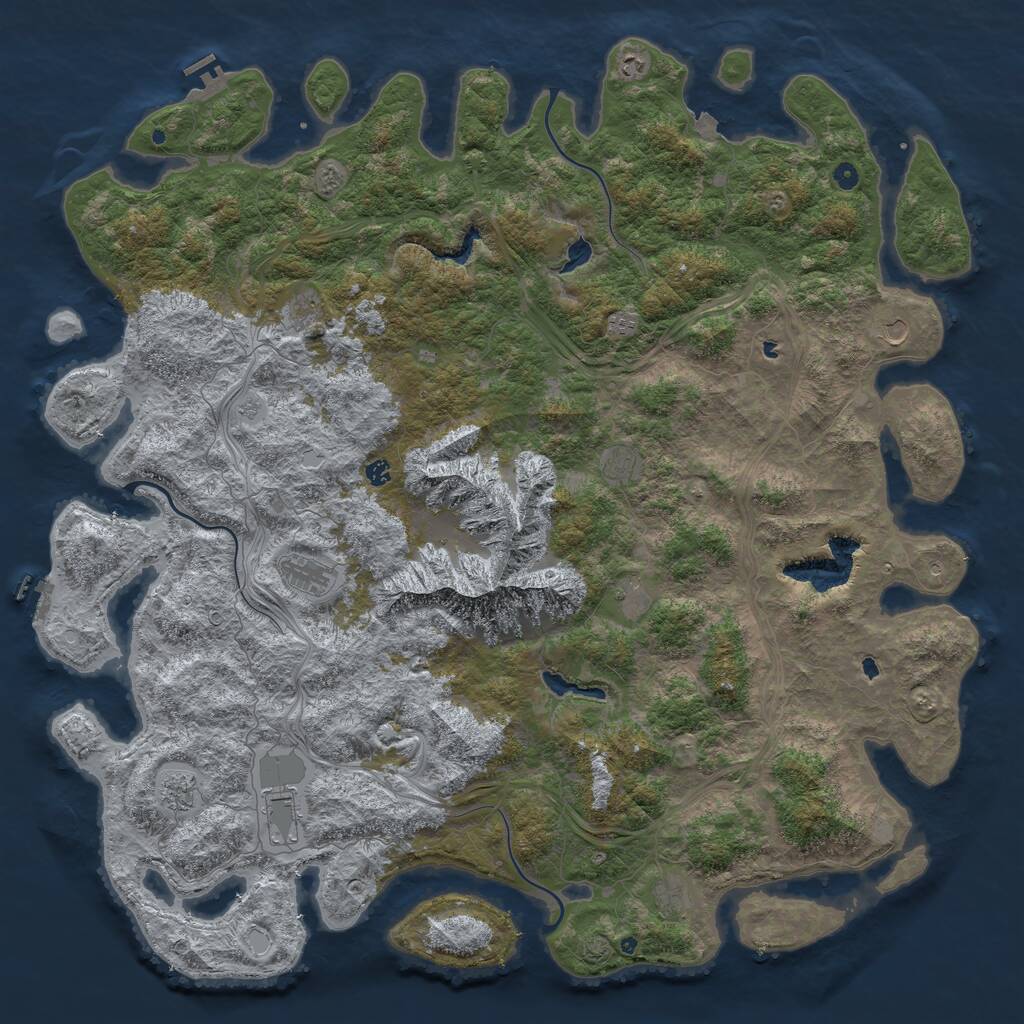 Rust Map: Procedural Map, Size: 6000, Seed: 6061994, 17 Monuments