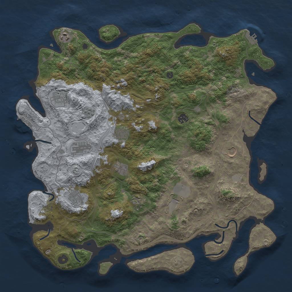 Rust Map: Procedural Map, Size: 4500, Seed: 1576357397, 20 Monuments