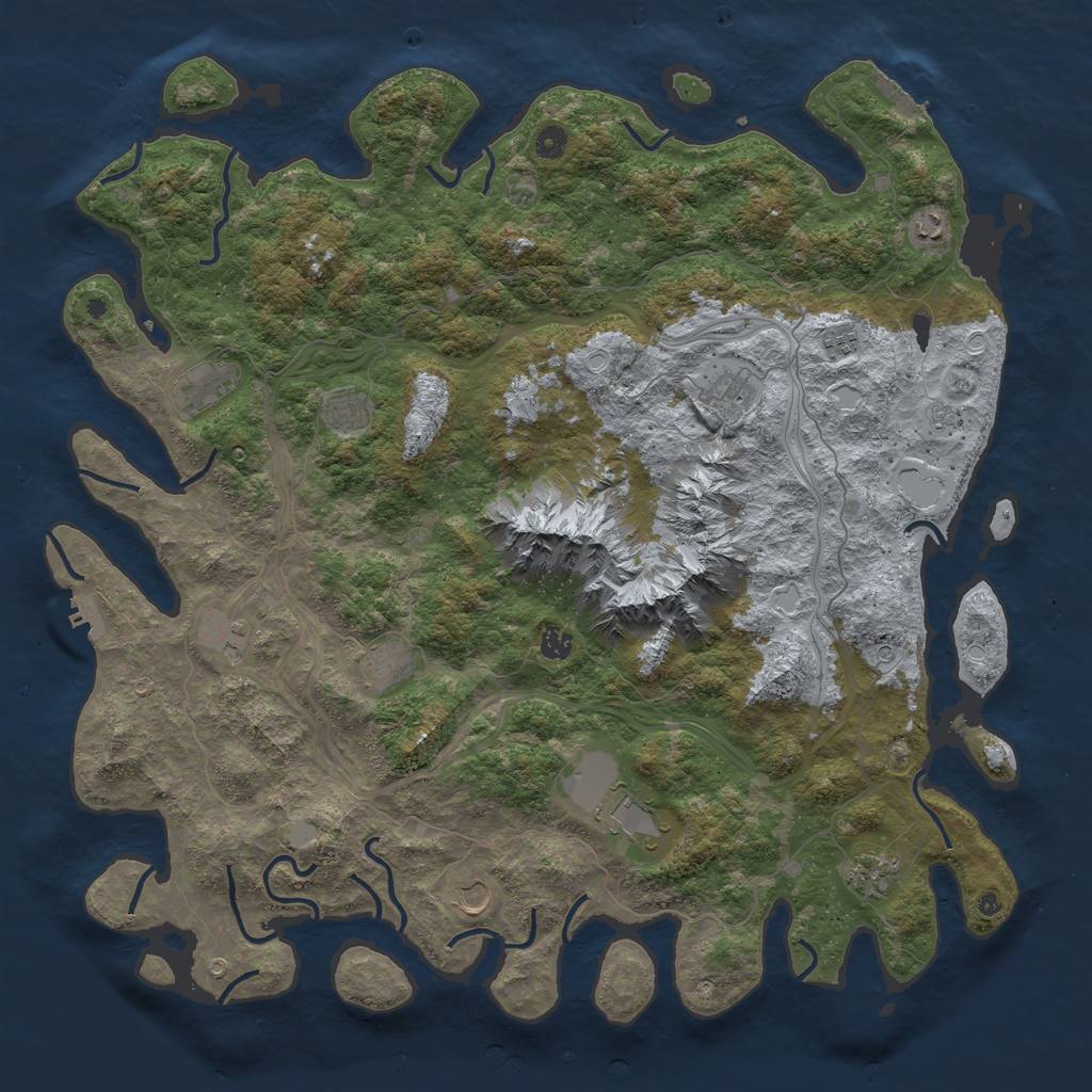 Rust Map: Procedural Map, Size: 5000, Seed: 768155355, 20 Monuments