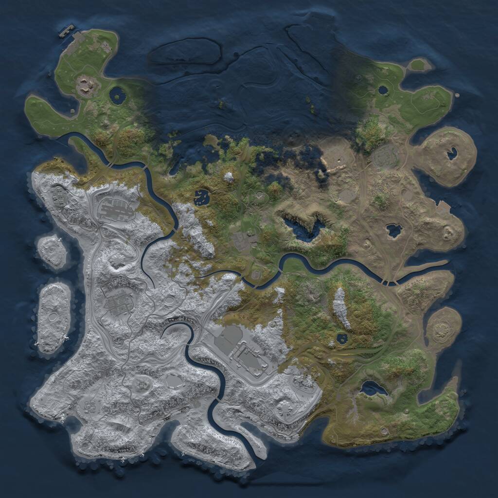 Rust Map: Procedural Map, Size: 4500, Seed: 732293265, 16 Monuments