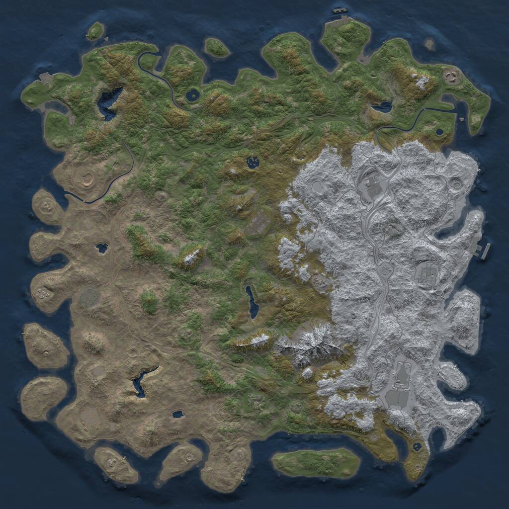 Rust Map: Procedural Map, Size: 6000, Seed: 1054451406, 17 Monuments