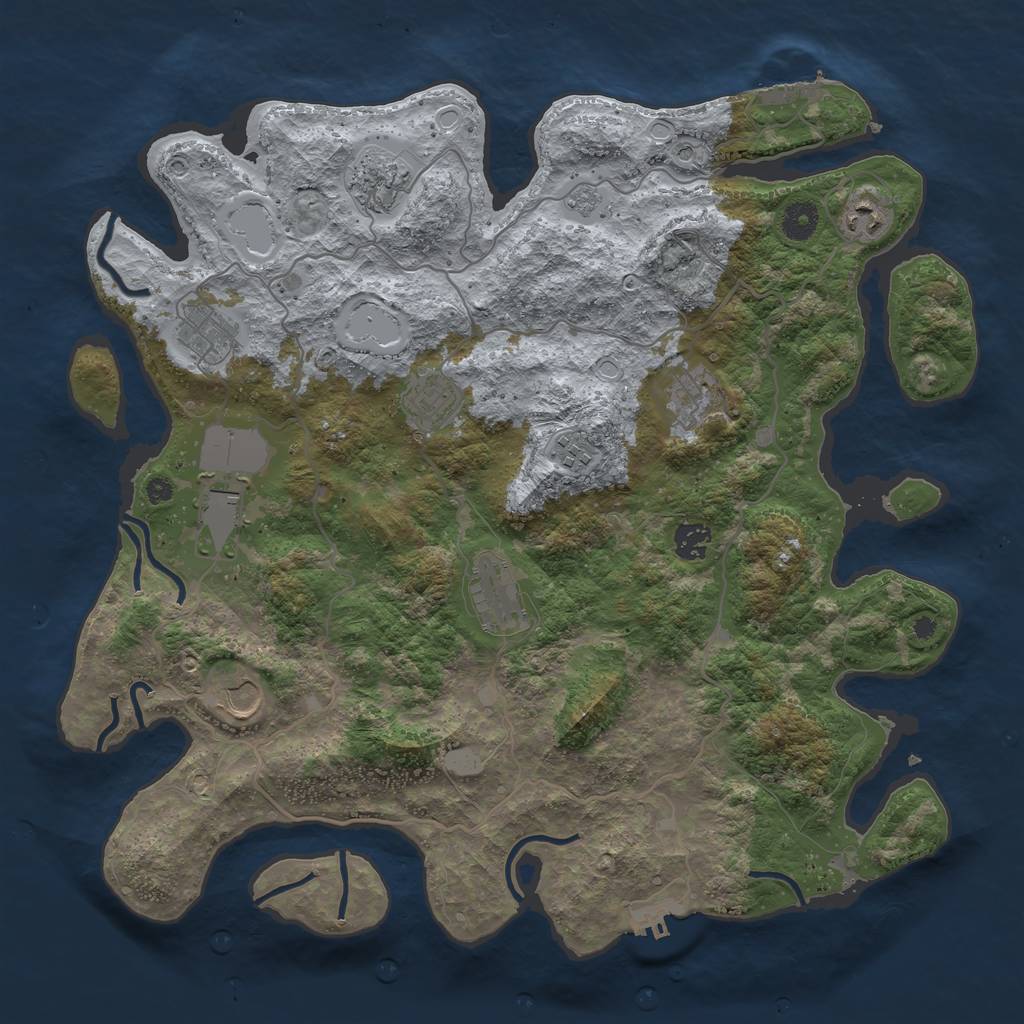 Rust Map: Procedural Map, Size: 4050, Seed: 107458030, 19 Monuments