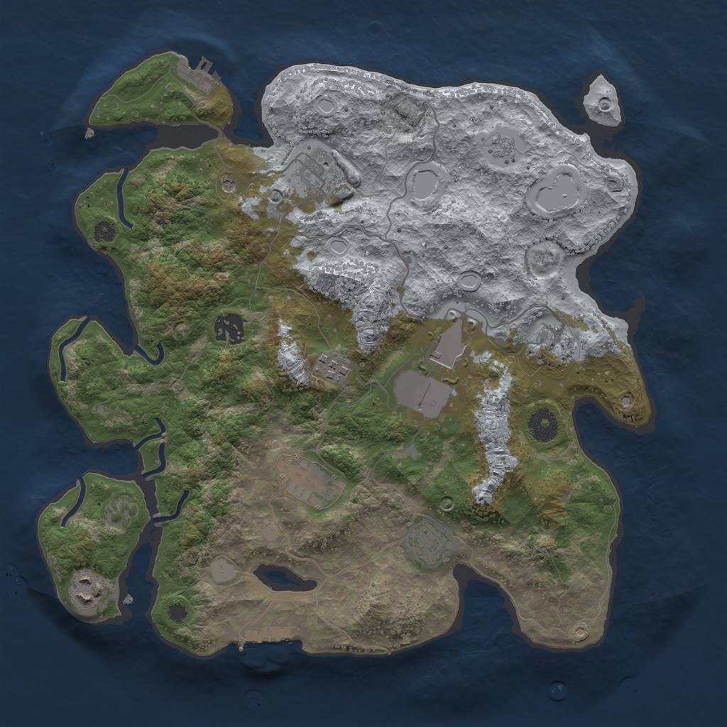 Rust Map: Procedural Map, Size: 3500, Seed: 1564, 17 Monuments