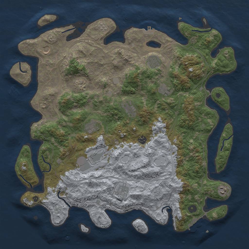 Rust Map: Procedural Map, Size: 4500, Seed: 1693435741, 20 Monuments