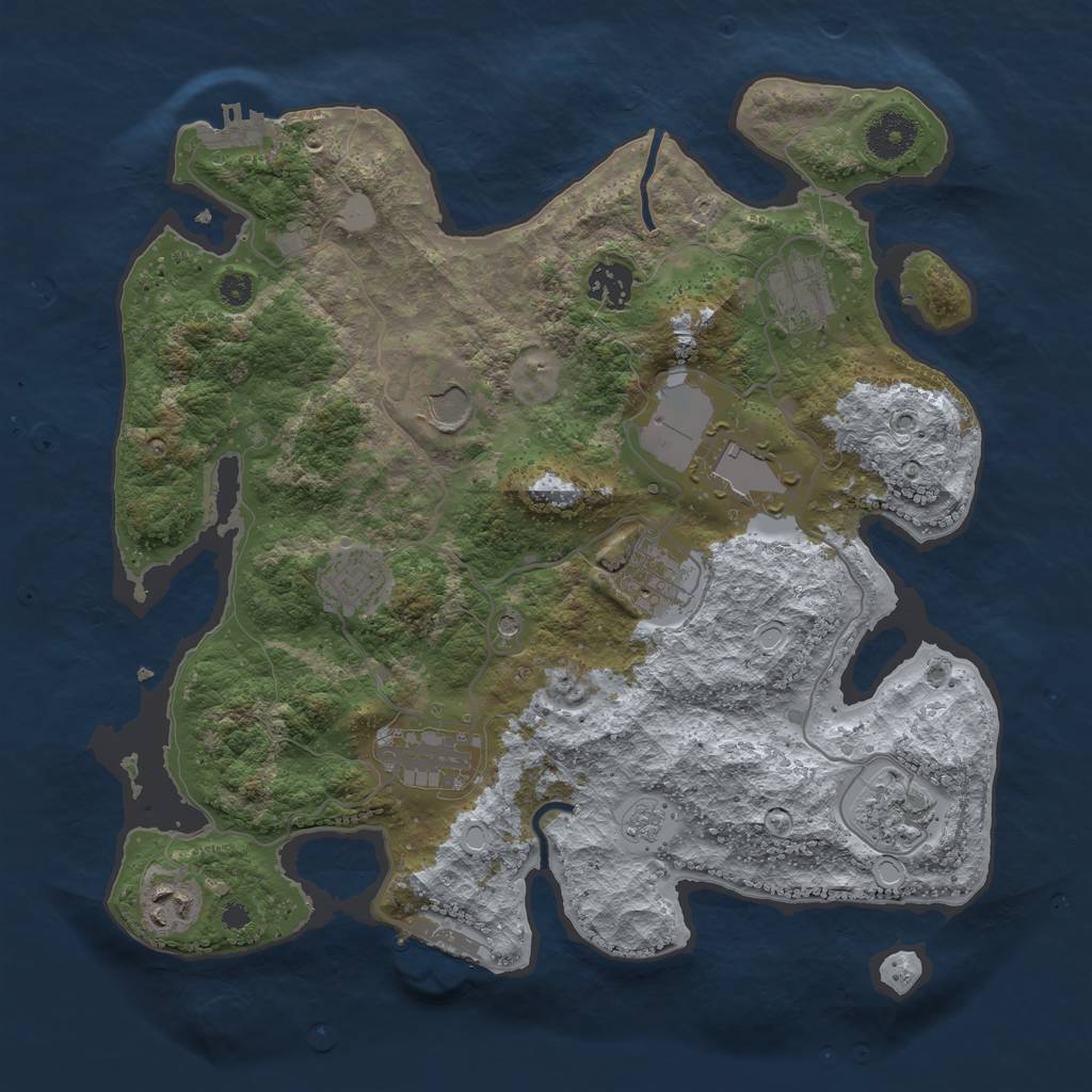 Rust Map: Procedural Map, Size: 3500, Seed: 20007877, 18 Monuments