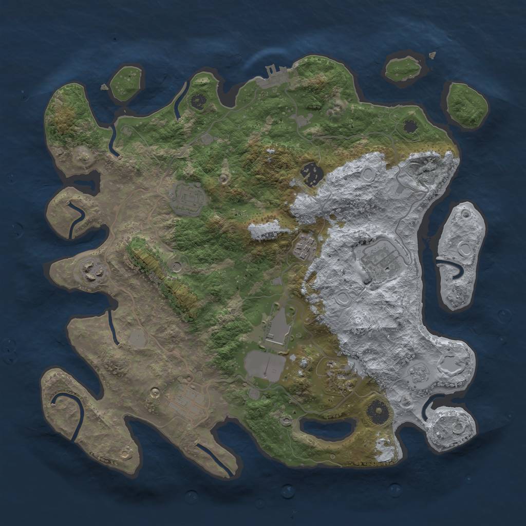 Rust Map: Procedural Map, Size: 3500, Seed: 781009988, 16 Monuments
