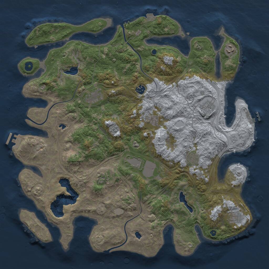 Rust Map: Procedural Map, Size: 4500, Seed: 1865724727, 16 Monuments