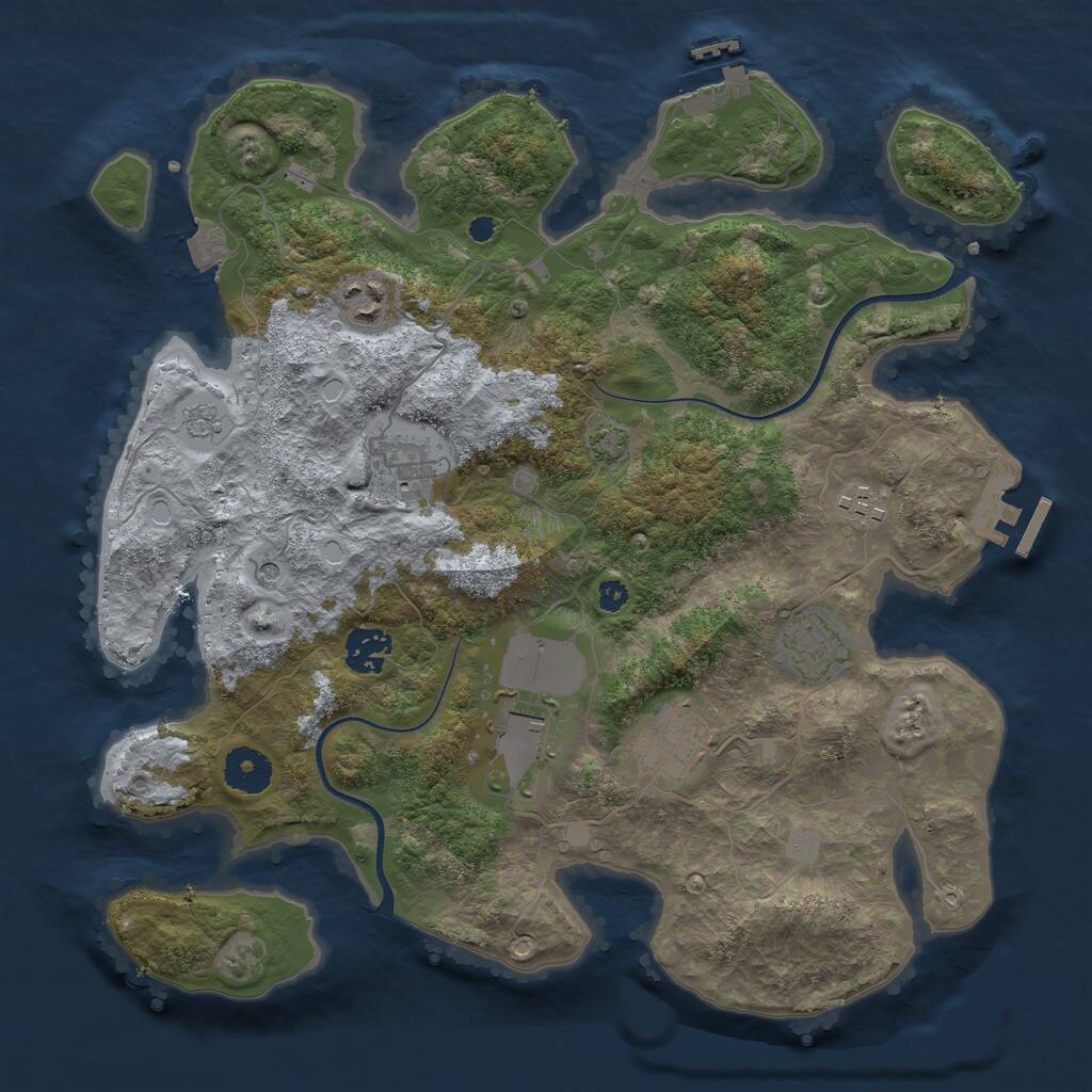Rust Map: Procedural Map, Size: 3500, Seed: 465898572, 13 Monuments
