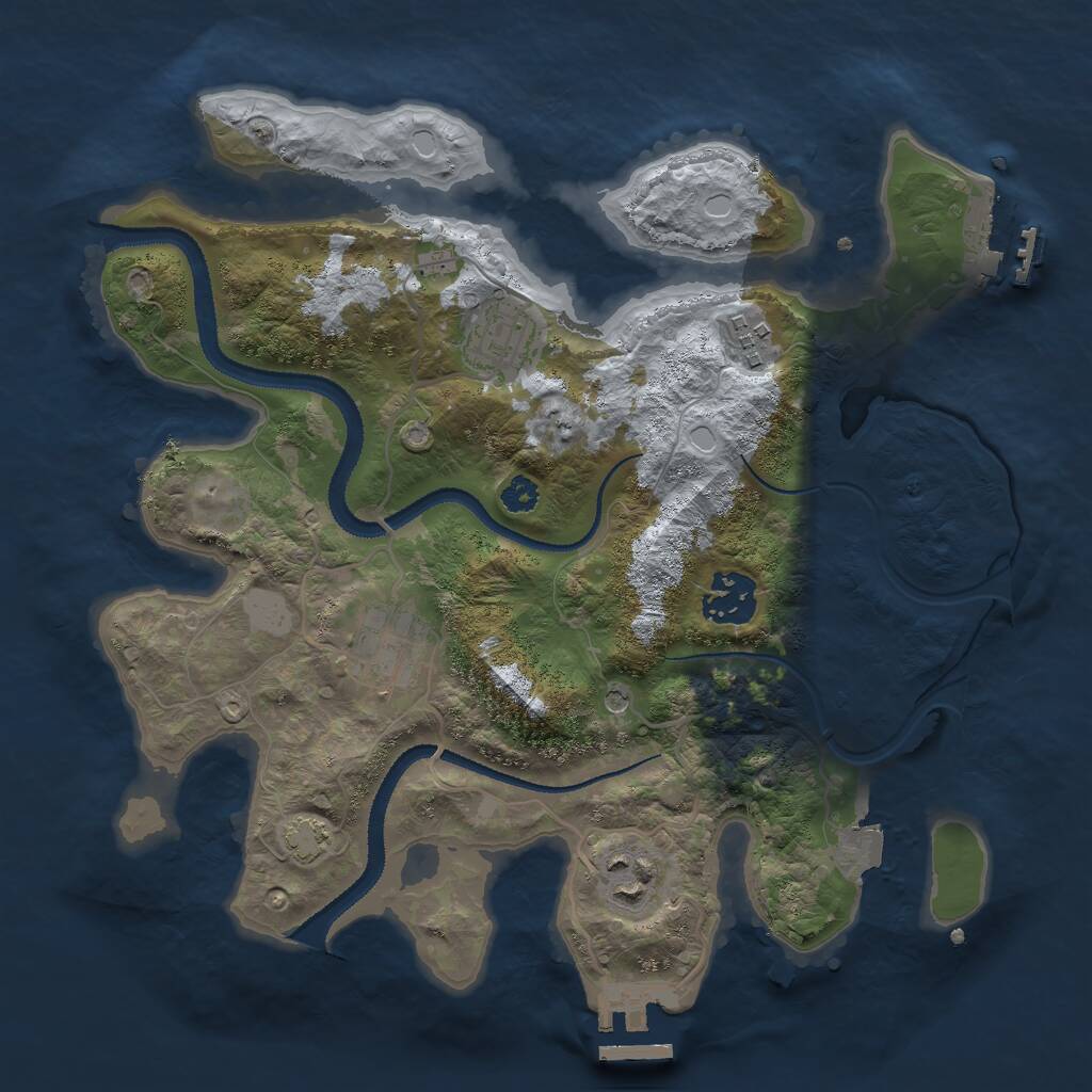 Rust Map: Procedural Map, Size: 3000, Seed: 68976, 10 Monuments