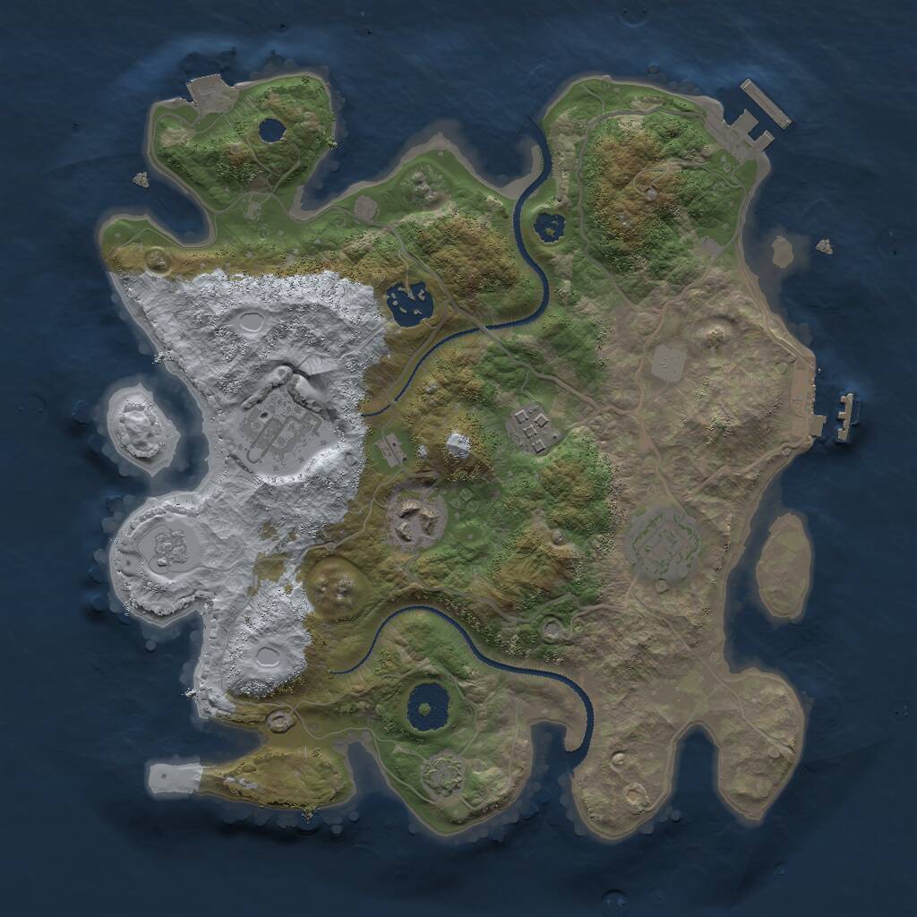 Rust Map: Procedural Map, Size: 3000, Seed: 24138, 10 Monuments
