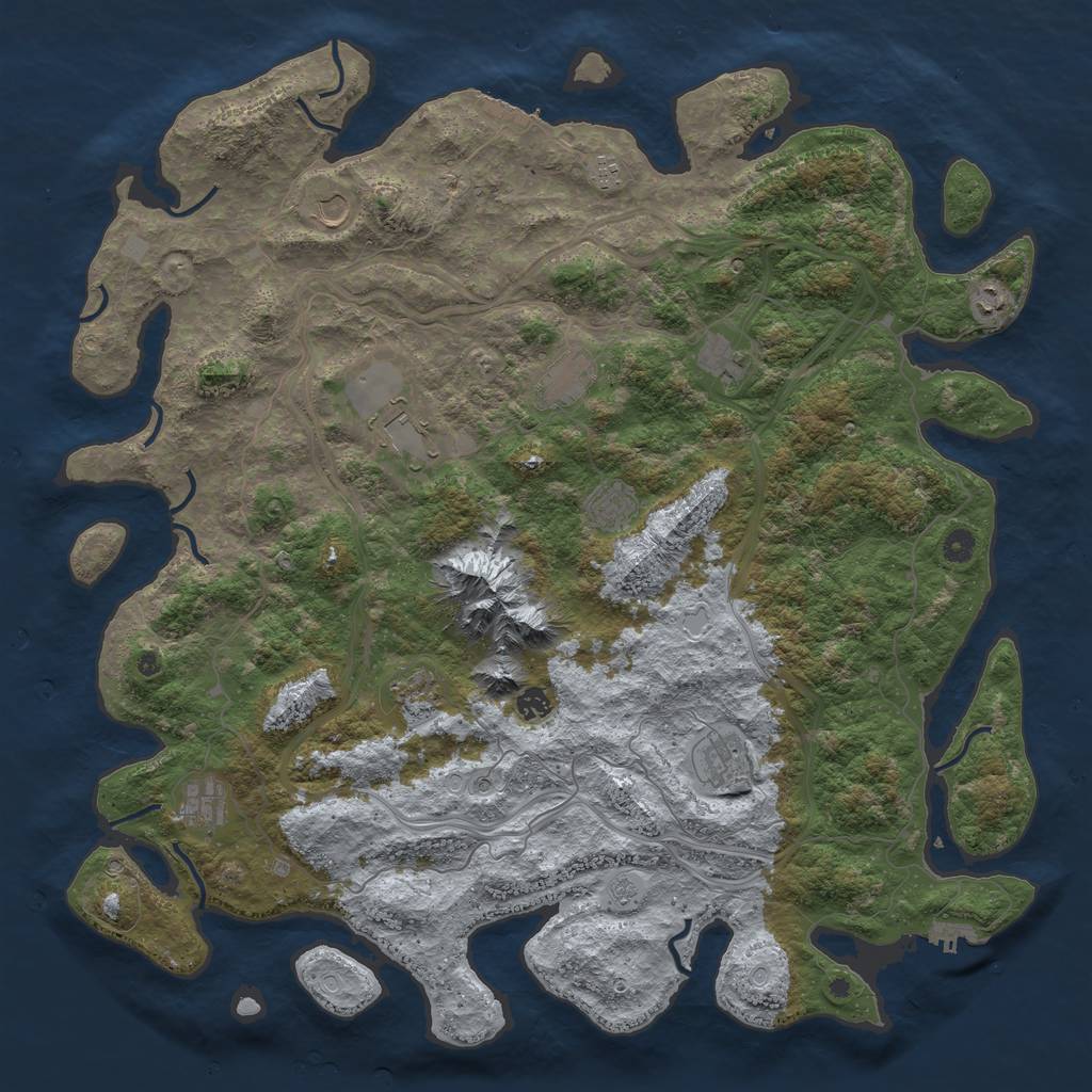 Rust Map: Procedural Map, Size: 5000, Seed: 1732963129, 20 Monuments