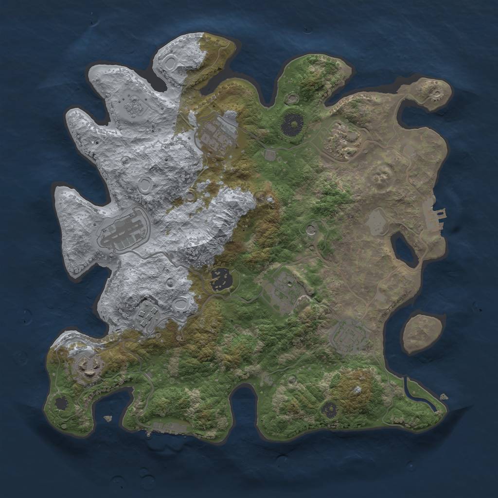 Rust Map: Procedural Map, Size: 3250, Seed: 1019386433, 17 Monuments