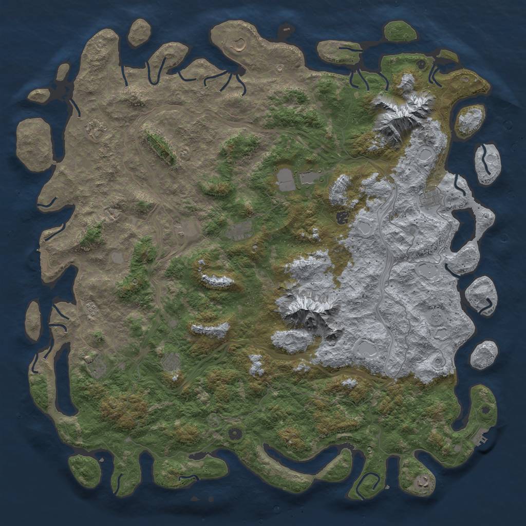 Rust Map: Procedural Map, Size: 6000, Seed: 105305287, 20 Monuments