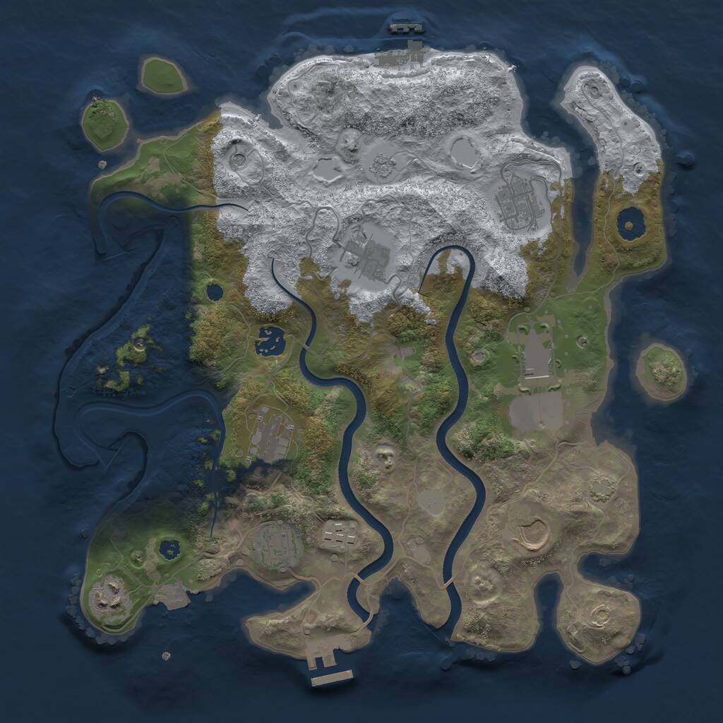 Rust Map: Procedural Map, Size: 3500, Seed: 4385672, 15 Monuments