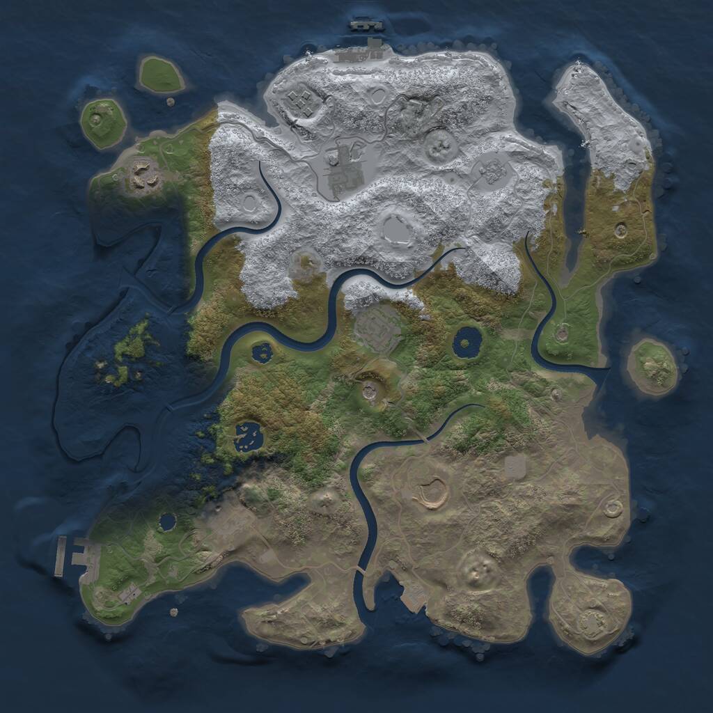 Rust Map: Procedural Map, Size: 3500, Seed: 4385672, 13 Monuments