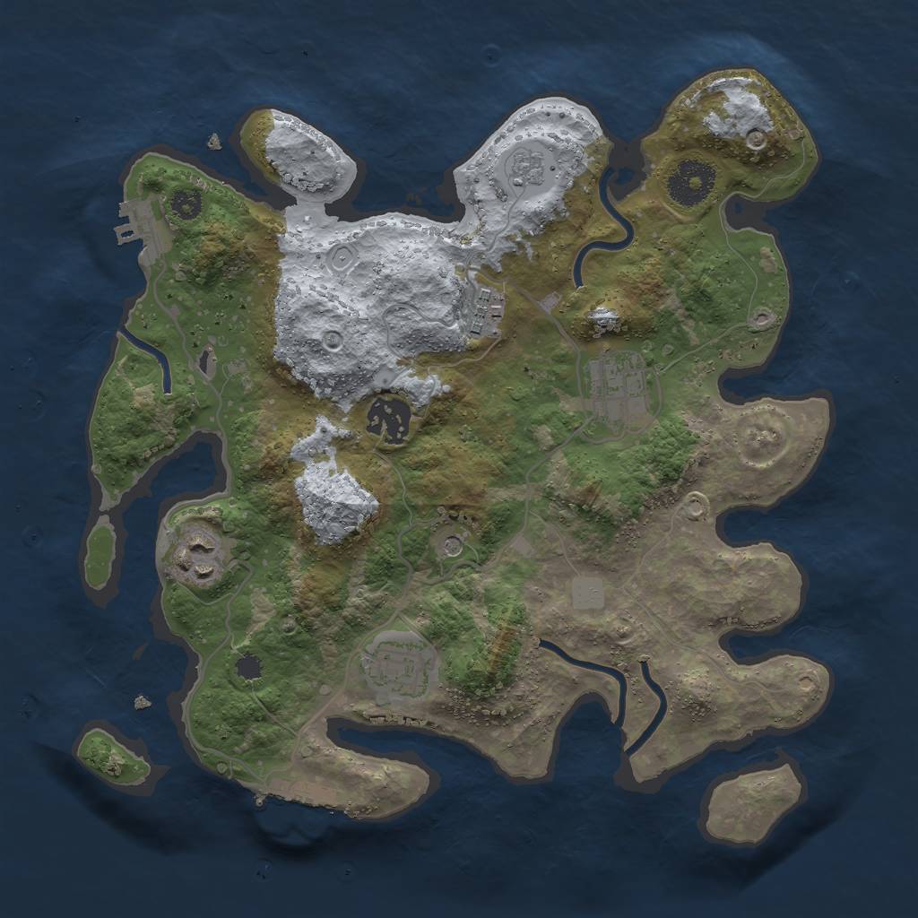 Rust Map: Procedural Map, Size: 3000, Seed: 65835, 14 Monuments