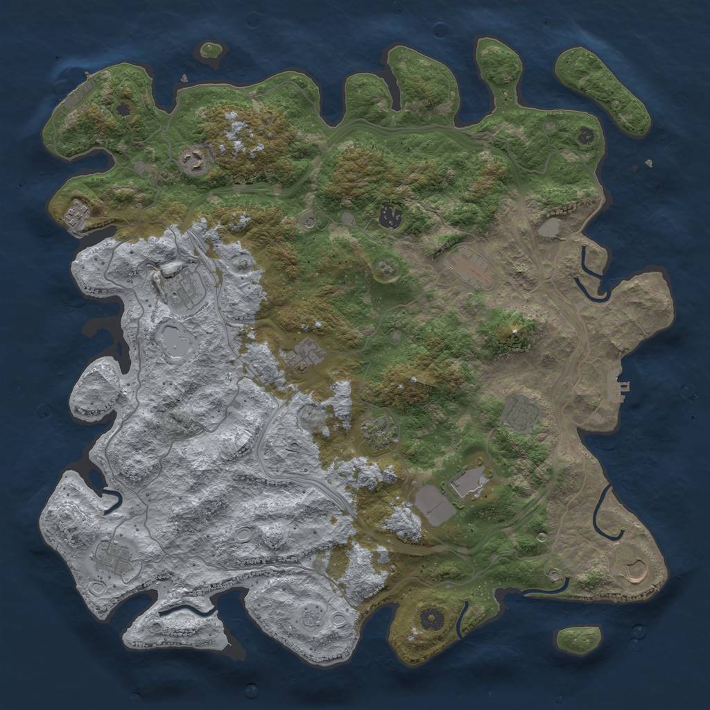 Rust Map: Procedural Map, Size: 4500, Seed: 2131183504, 20 Monuments