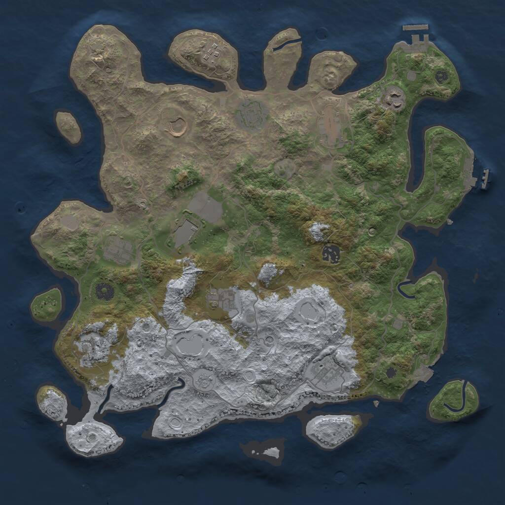 Rust Map: Procedural Map, Size: 4000, Seed: 372045, 17 Monuments