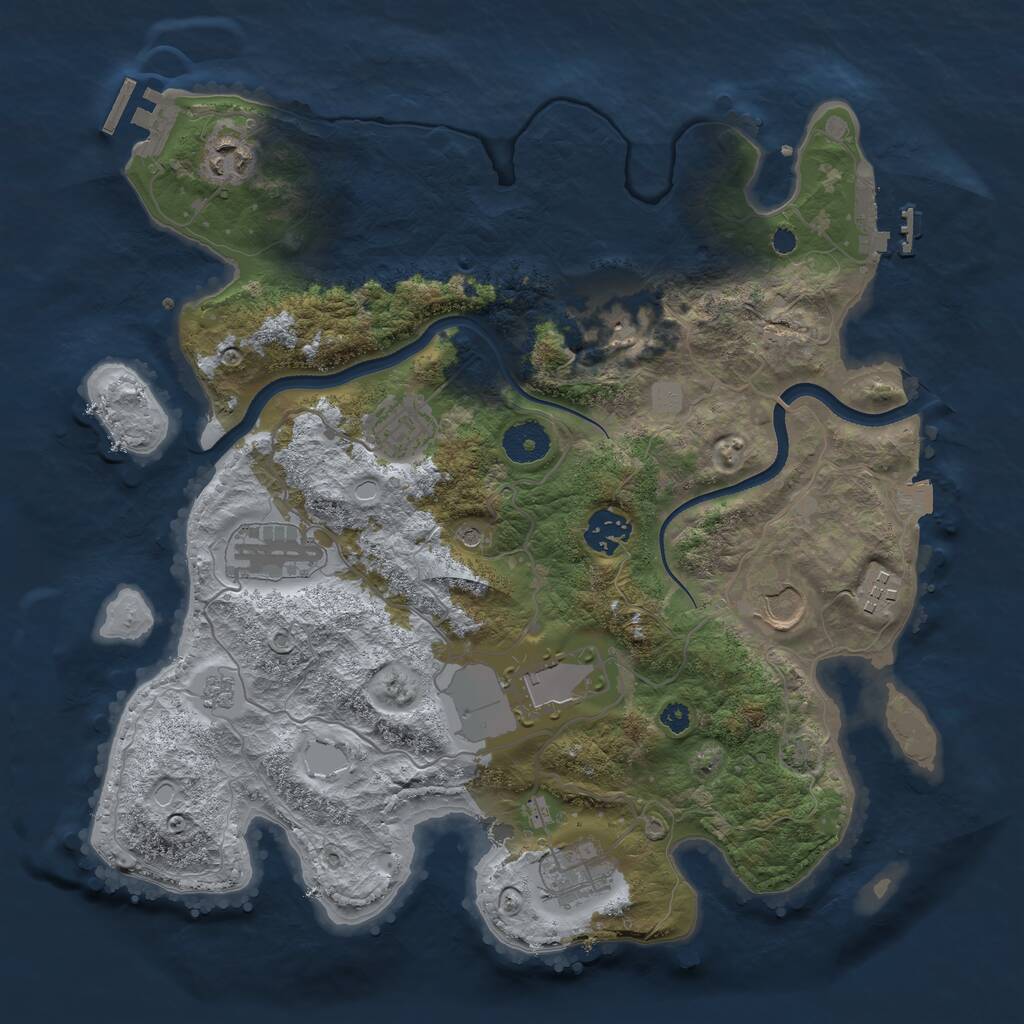 Rust Map: Procedural Map, Size: 3500, Seed: 1488389385, 15 Monuments