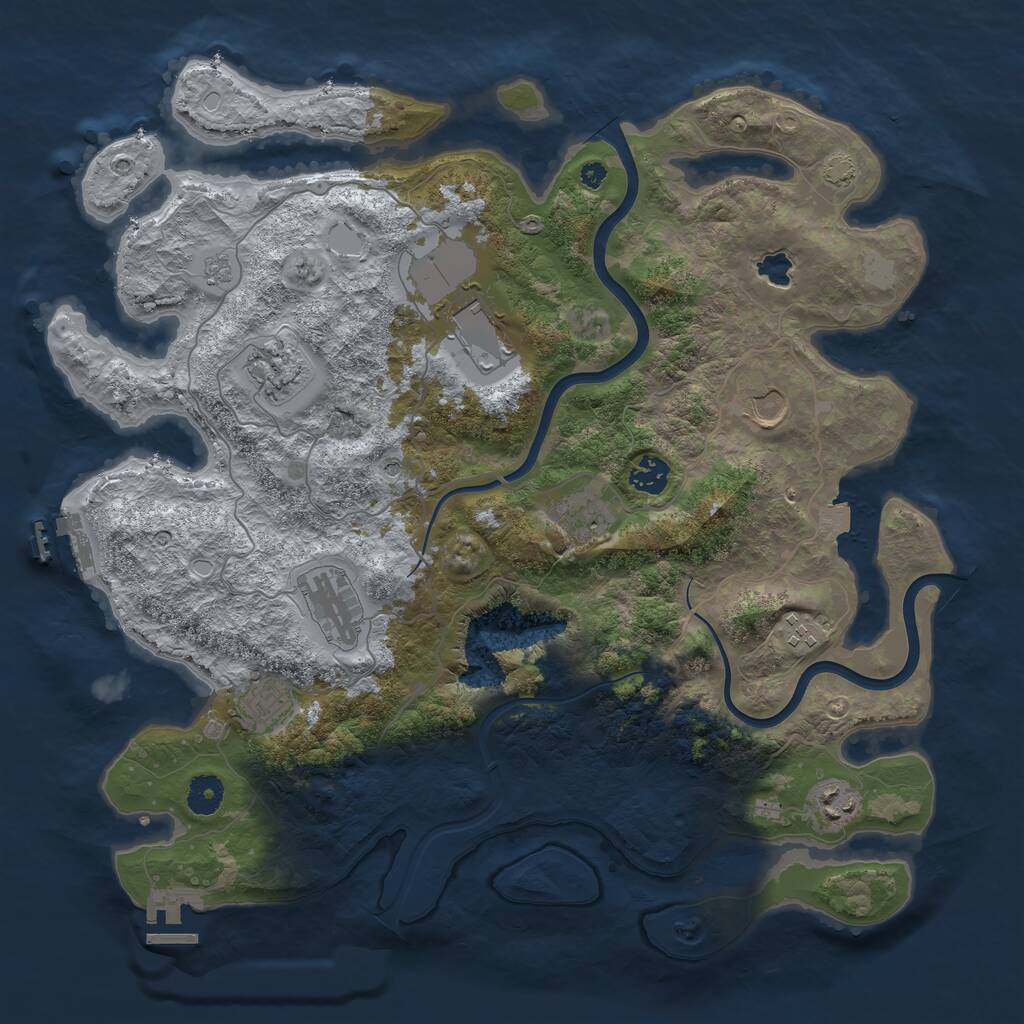 Rust Map: Procedural Map, Size: 4000, Seed: 733076, 15 Monuments